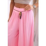 Kesi Włoski Women's wide-leg viscose trousers candy pink | Shoptok.si