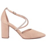 Shelvt Suede beige pumps with sequins | Eponuda.ba