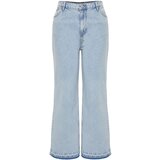 Trendyol Curve Light Blue Leg Color Block Wide Cut Jeans cene