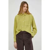 Levi's Svilena košulja za žene, boja: zelena, relaxed, s klasičnim ovratnikom