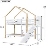 Möbrio Dvoposteljna postelja z drsno lestvijo in predali - okvir iz masivnega lesa - 90x200 cm - bela, (22060334) | Shoptok.si