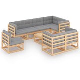  Vrtna sedežna garnitura 9-delna z blazinami trdna borovina, (20704134) | Shoptok.si