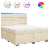 vidaXL Box spring postelja z vzmetnico krem 180x200 cm blago, (21321366) | Shoptok.si