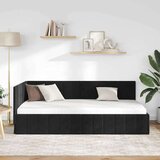  Kutni okvir kreveta s uzglavljem Crna 90 x 200 cm Baršun | shoptok.hr