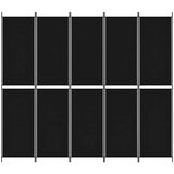 Sobna pregrada s 5 panela crna 250 x 220 cm od tkanine | Eponuda.ba