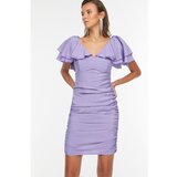 Trendyol Lilac Shirred Detailed Dress Cene