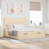  Otomanski okvir kreveta s madracima krem 160x200cm od tkanine | shoptok.hr