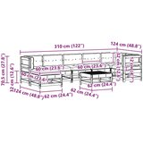  Vrtna dnevna garnitura 8 pcs Voščeno rjava Trdna borovina, (5000301222) | Shoptok.si