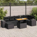 Maison Chic Seti vrtnega pohištva - Vrtna garnitura - Vrtni pohištvo set 8-delna z blazinami črn poli ratan, (21799166) | Shoptok.si