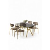 Hanah home Set trpezarijskog stola i stolica (5 delova) Olya Black Marble Gold Cappuccino | Eponuda.com
