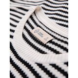 Ombre Men's knitted t-shirt with navy stripes and openwork weave - black and white | shoptok.hr