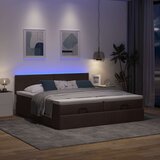 vidaXL Otomanski posteljni okvir z vzmetnicami rjav 200x200 cm blago Cene