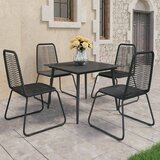  5-dijelni vrtni blagovaonski set od PVC ratana crni Crna Dužina stola 80 cm | Shoptok.si