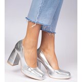 Gemre Silver pumps on a chunky heel Irenois | shoptok.hr
