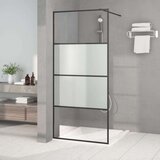 Pregrada za tuš crna 90 x 195 cm s napola mutnim staklom ESG | shoptok.hr