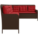  Vrtna sofa s jastucima L-oblika smeđa poli ratan | Eponuda.com