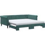 vidaXL Dnevni krevet na razvlačenje tamnozeleni 100x200 cm baršunasti | shoptok.hr