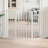  Vrata za pse s 3 panela sklopiva bijela 150 cm od drva topole | shoptok.hr
