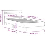  Okvir za krevet s uzglavljem boja hrasta 90x190 cm drveni | shoptok.hr