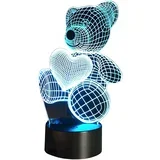 3D LED Nočna Lampa Medvedek - Črna / Prosojna