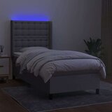  Box spring postelja z vzmetnico LED svetlo siva 90x200 cm blago, (20789352) | Shoptok.si