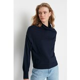 Trendyol Navy Blue Collar Detailed Knitwear Sweater Cene