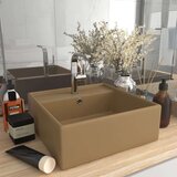  Luksuzni četvrtasti umivaonik mat krem 41 x 41 cm keramički | shoptok.hr