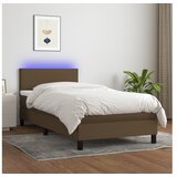  Krevet box spring s madracem LED tamnosmeđi 90x190 cm tkanina | shoptok.hr