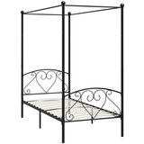 The Living Store Posteljni okvir z ogrodjem za baldahin črn kovinski 100x200 cm - Posteljni Okvir, (21492097) | Shoptok.si
