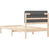  Posteljni okvir z oblazinjenim vzglavjem Temno siva 75 x 190 cm, (5000101796) | Shoptok.si