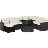 vidaXL Vrtna sedežna garnitura 9-delna z blazinami črn poli ratan, (21146175) | Shoptok.si
