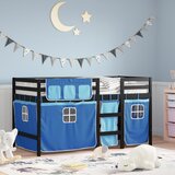  The Living Store Otroški pograd z zavesami modra 80x200 cm trdna borovina - Otroški Pograd, (21439905) | Shoptok.si