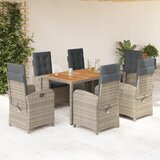 The Living Store Vrtna jedilna garnitura 7-delna z blazinami siv poli ratan - Vrtna Jedilna Garnitura, (21471041) | Shoptok.si
