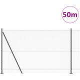 vidaXL Heksagonalna ograja Siva 1,5x50 m Jeklena, Ograjni stebri z osnovnimi ploščami 13 kos Ø32mm 83,5cm Cinkana jeklena | Shoptok.si