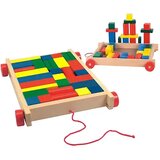 Woodyland Vlečni mali voziček z lesenimi kockami Cene
