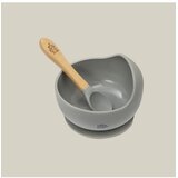 Interbaby Silikonska zdjelica + žlica Grey Petrol | shoptok.hr