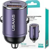 OMREŽNI POLNILEC 1XUSB 1XUSB-C 30W PD FAST CHARGE VIJOLIČEN, (22007285)