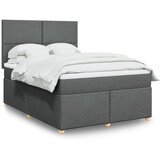 vidaXL Box spring postelja z vzmetnico temno siva 140x200 cm blago | Shoptok.si