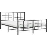 Metalni okvir kreveta uzglavlje i podnožje crni 160x200 cm | shoptok.hr