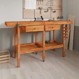  Radni stol s ladicama i škripcima 162x62x83 cm od drva bagrema | shoptok.hr
