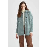 Defacto Oversize Fit Shirt Collar Crowbar Pattern Tweed Long Sleeve Tunic | shoptok.hr