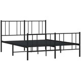 Metalni okvir kreveta uzglavlje i podnožje crni 160x200 cm | shoptok.hr