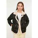 Trendyol Black Plush Detailed Collar Belt Detailed Inflatable Coat Cene
