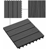  Pločice za decking 3D Dizajn 11 kom. Crna 30 x 30 cm WPC | shoptok.hr