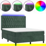 Maison Chic Box spring postelja - Vzmetna postelja z vzmetnico LED tem. zelena 140x190cm žamet SL22490, (21891866) | Shoptok.si