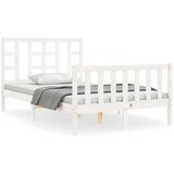 The Living Store Posteljni okvir z vzglavjem bel 120x200 cm trden les - Posteljni Okvir, (21530656) | Shoptok.si