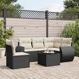  6-dijelni set vrtnih sofa s jastucima crni od poliratana | shoptok.hr