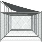 vidaXL Pasji boks s streho in vrati siv 10x2x2 m pocinkano jeklo | Shoptok.si