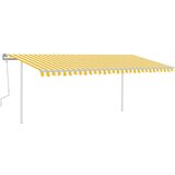 vidaXL Ročno zložljiva tenda z LED lučkami 5x3,5 m rumena in bela | Shoptok.si