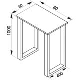 XXXL Barska Miza Xona, Barva Hrasta, Srebrna, 80x50cm | Shoptok.si